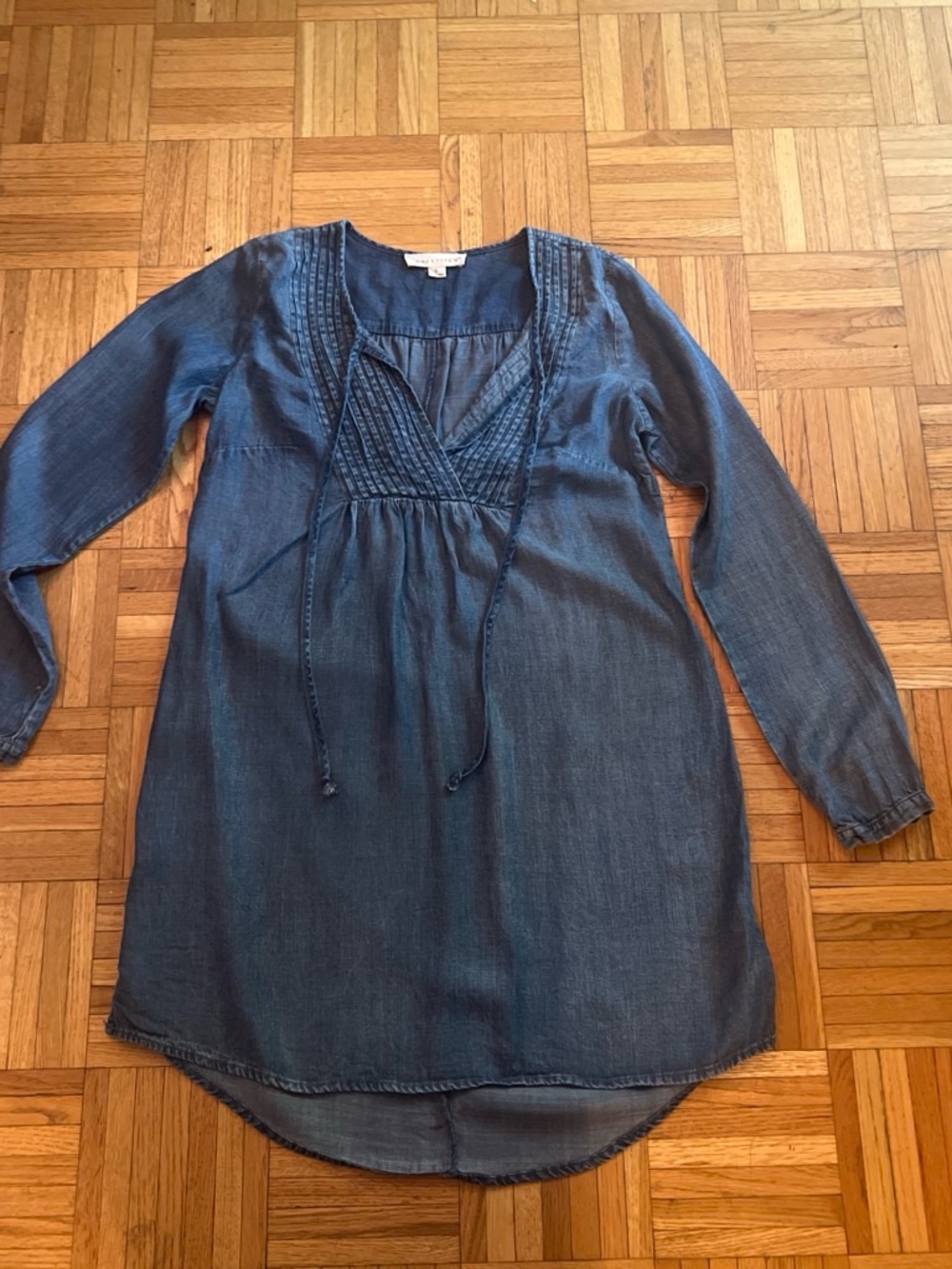 lovestitch Blue Chambray Pintuck Dress